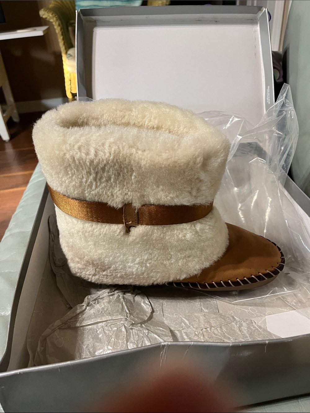 Cozy Shearling Boots in Cream and Tan - Picture 8 of 12